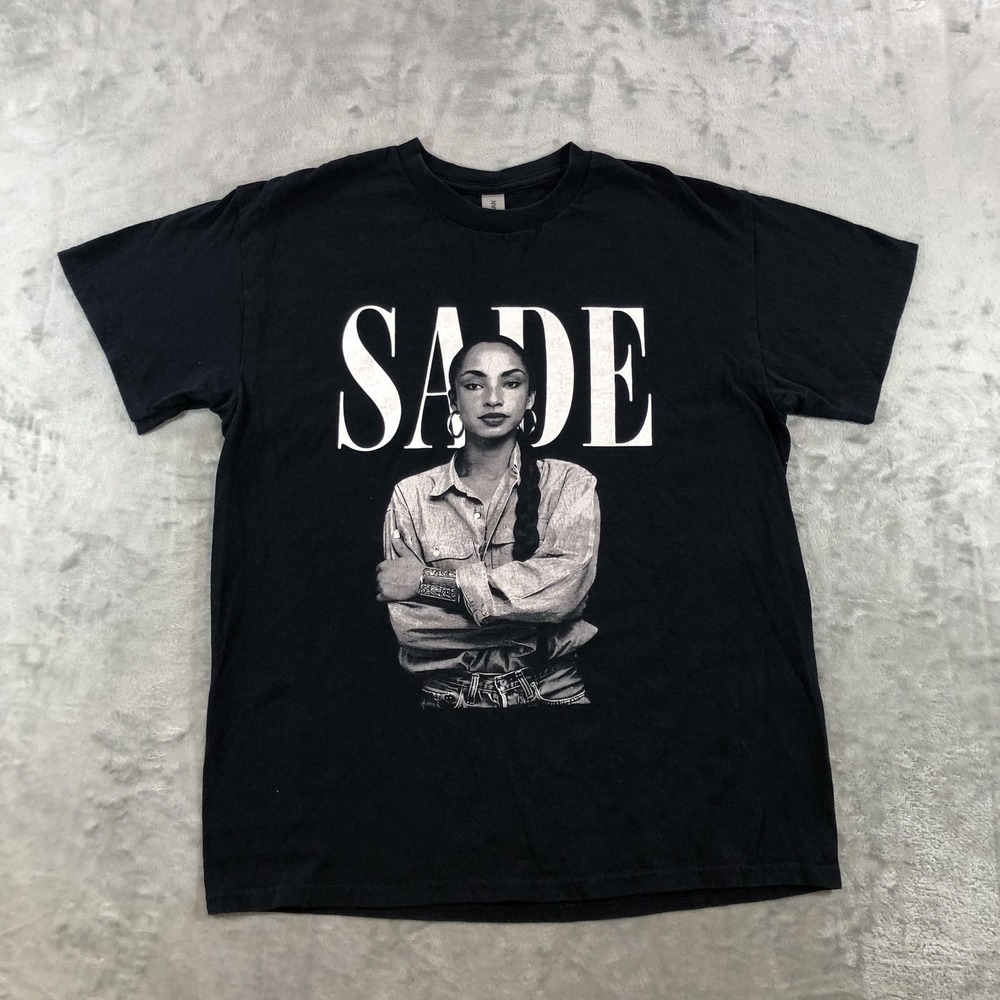 Sade Gildan Shirt Mens Medium Black Portrait Photo Graphic Band Tee Music